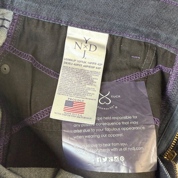 NYDJ Dark Wash Blue Clarissa Ankle Slim Leg Denim Jeans Lift Tuck Size 10 Petite - Picture 12 of 16